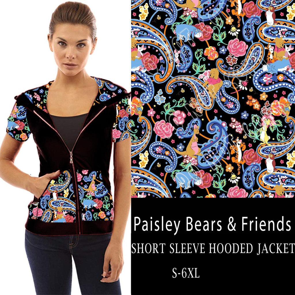 Paisley Bears & Friends Short Sleeved Hooded Jacket- GC74