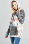 Blush Feather and Stripes Double Hoodie Top