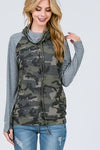 Camo Cowl Neck Top