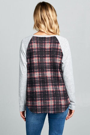 Plaid Top with Button Detail