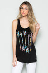 Free Spirit Metallic Racerback Tank- Black