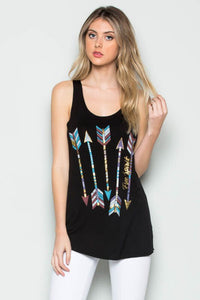 Free Spirit Metallic Racerback Tank- Black