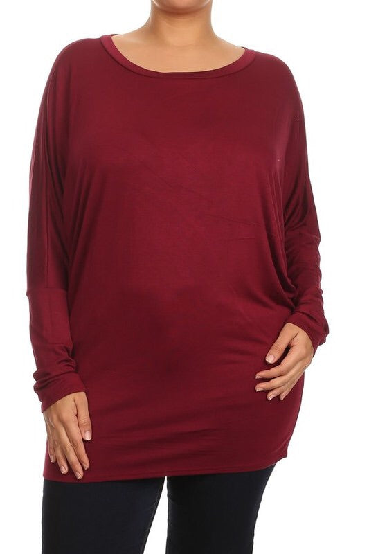 Burgundy Long Sleeve Dolman