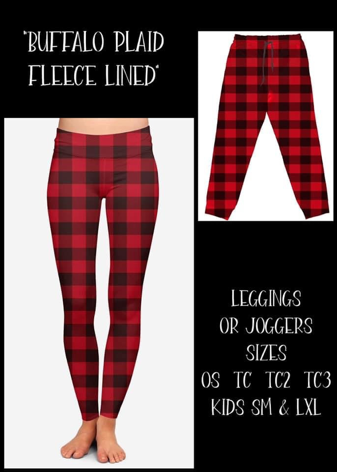 Buffalo Plaid Fleece Joggers- KC241