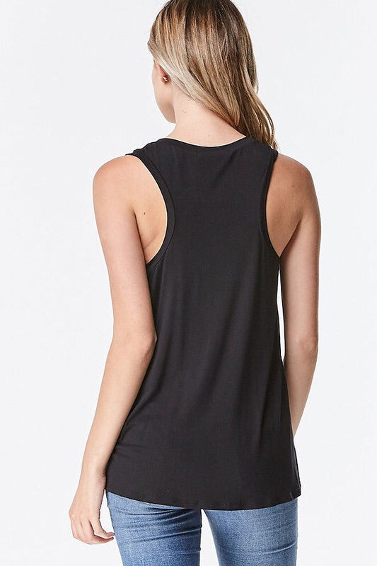 Rose Tie Front Racerback Tank