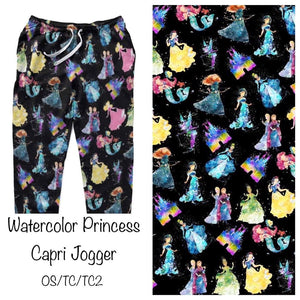 Watercolor Princess Capri Jogger- No Cuff