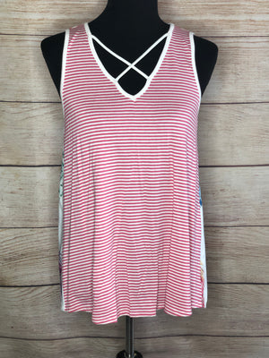 Stripes and Feathers Criss Cross Tank