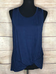 Navy Tie Front Racerback Tank