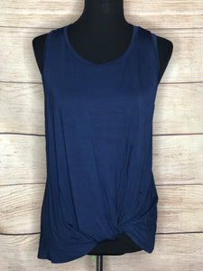 Navy Tie Front Racerback Tank