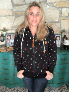 Black Anchors Hoodie with zipper