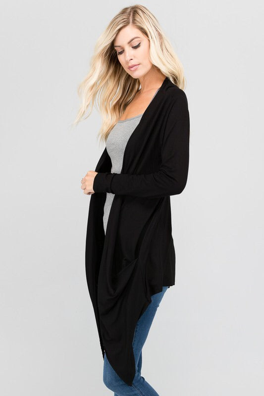 Drape Pocket Open Cardigan