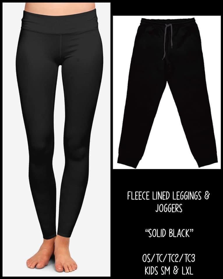 Solid Black Fleece Joggers- KC241