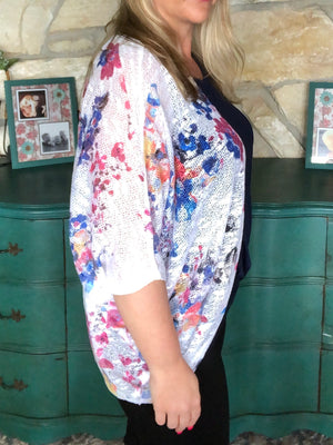 Sheer floral kimono